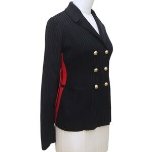 DIOR Knit Blazer Sweater BAR JACKET Navy Blue Red Stripe Double Breasted Gold 36